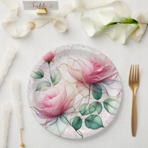 Chiffon Pink Rose Pappteller