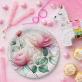 Chiffon Pink Rose Pappteller (Party)