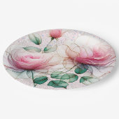 Chiffon Pink Rose Pappteller (Schrägansicht)