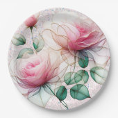 Chiffon Pink Rose Pappteller (Vorderseite)