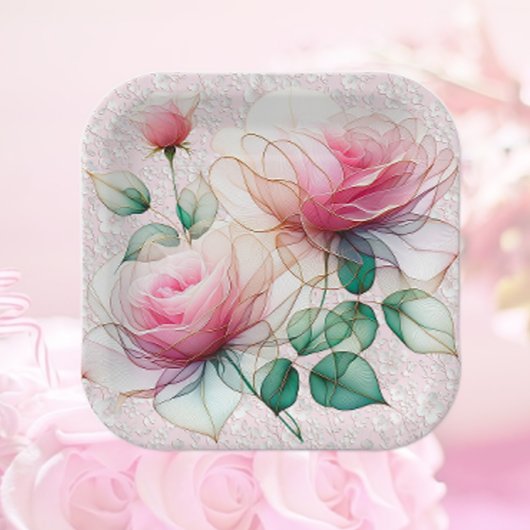 Chiffon Pink Rose Pappteller