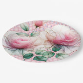 Chiffon Pink Roses Pappteller (Schrägansicht)