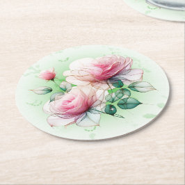 Chiffon Rose Runder Pappuntersetzer
