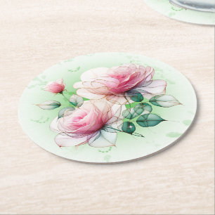 Chiffon Rose Runder Pappuntersetzer