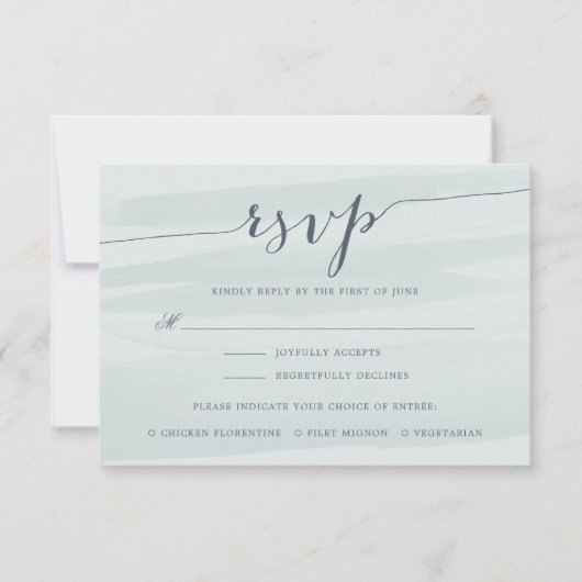 Chiffon RSVP Card mit Wahlmöglichkeit | Meer (Vorderseite)