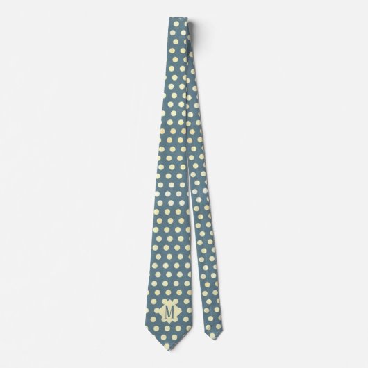 Chiffon & Slate Gray Polka Dots Monogram Necktie Krawatte (Vorderseite)