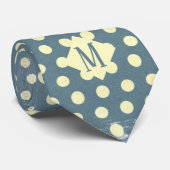 Chiffon & Slate Gray Polka Dots Monogram Necktie Krawatte (Gerollt)