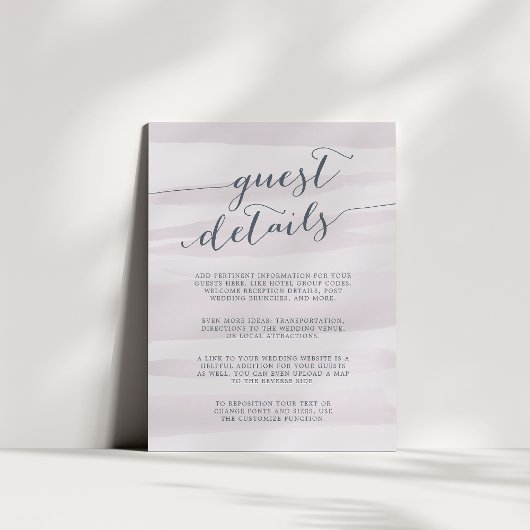 Chiffon Watercolor Guest Details Card | Gray Lilac Begleitkarte