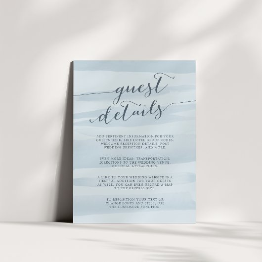 Chiffon Watercolor Guest Details Card | Sky Begleitkarte