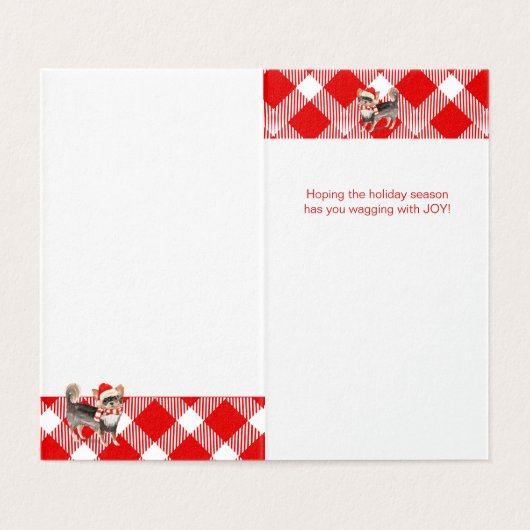 Chihuahu Weihnachtshund Karierter Urlaub Rot und W (Innenseite Aufgefaltet)