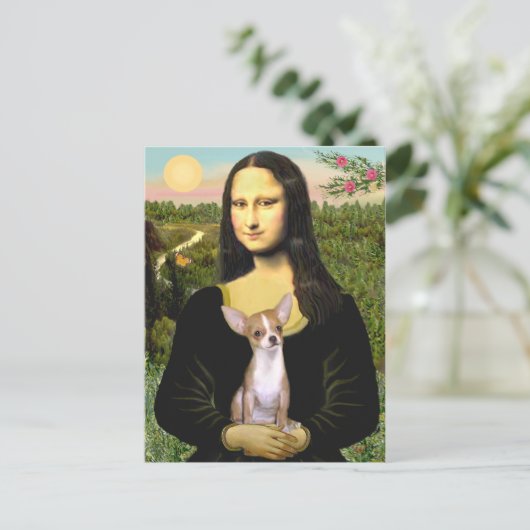 Chihuahua 1b - Mona Lisa Postkarte (Stehend Vorderseite)
