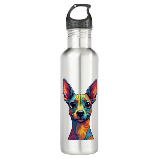 Chihuahua  Abstract Painting  Colour  Cute Dog (5) Edelstahlflasche (Vorderseite)
