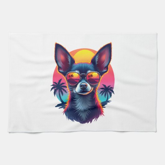 Chihuahua  Abstract Painting  Colour  Cute Dog Cop Geschirrtuch (Horizontal)
