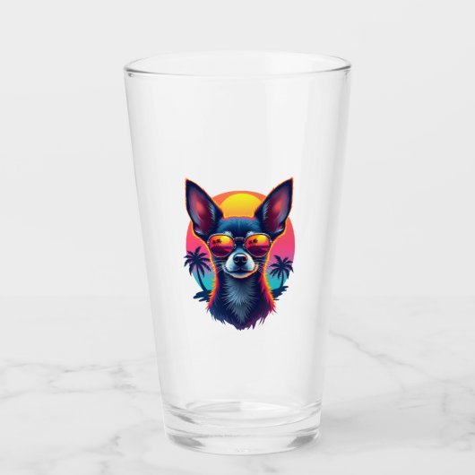 Chihuahua Abstract Painting Colour Cute Dog Cop Glas (Vorderseite)