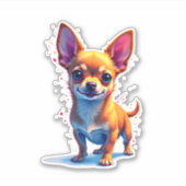 Chihuahua Abstrakte Malerei Farbe Niedlicher Hund  Aufkleber (Vorderseite)