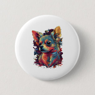 Chihuahua Abstrakte Malerei Farbe Niedlicher Hund Button