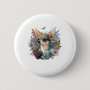 Chihuahua Abstrakte Malerei Farbe Niedlicher Hund Button