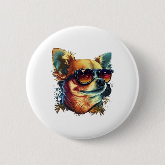 Chihuahua Abstrakte Malerei Farbe Niedlicher Hund Button (Vorderseite)