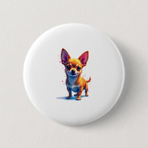 Chihuahua Abstrakte Malerei Farbe Niedlicher Hund  Button