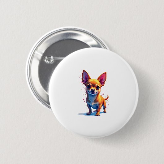 Chihuahua Abstrakte Malerei Farbe Niedlicher Hund  Button (Vorne & Hinten)