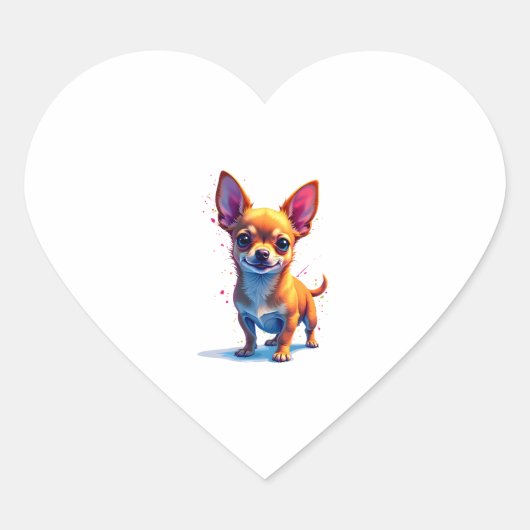 Chihuahua Abstrakte Malerei Farbe Niedlicher Hund  Herz-Aufkleber (Vorderseite)