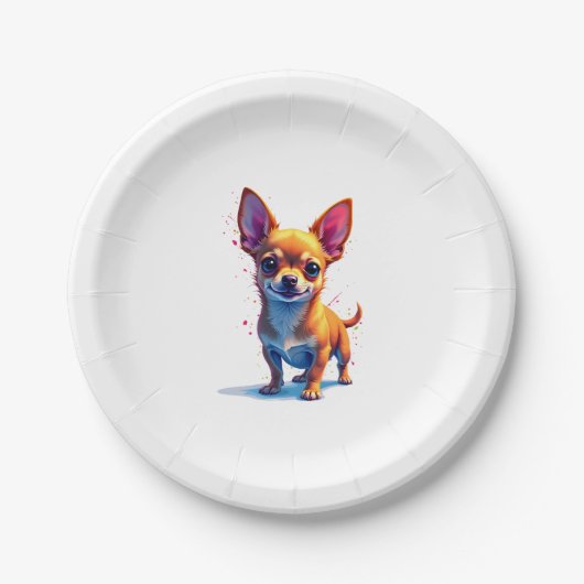 Chihuahua Abstrakte Malerei Farbe Niedlicher Hund Pappteller (Vorderseite)