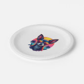 Chihuahua Abstrakte Malerei Farbe Niedlicher Hund Pappteller (Schrägansicht)