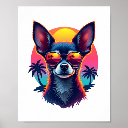 Chihuahua Abstrakte Malerei Farbe Niedlicher Hund Poster (Vorne)