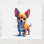 Chihuahua Abstrakte Malerei Farbe Niedlicher Hund Schaumweinetikett (Einzelnes Label)