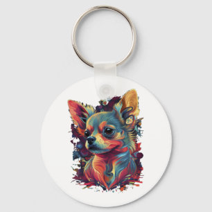 Chihuahua Abstrakte Malerei Farbe Niedlicher Hund Schlüsselanhänger