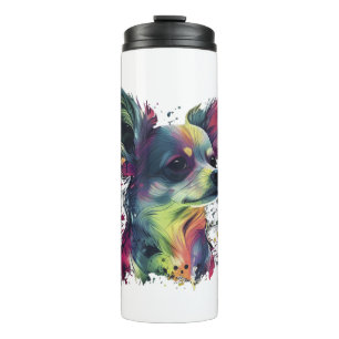 Chihuahua Abstrakte Malerei Farbe Niedlicher Hund Thermosbecher