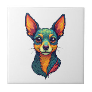 Chihuahua Abstrakte Malerei Farbe Süßer Hund (4 Fliese