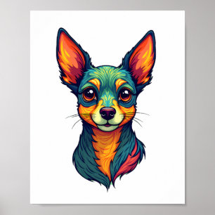 Chihuahua Abstrakte Malerei Farbe Süßer Hund (4 Poster