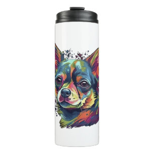 Chihuahua Abstrakte Malerei Farbe Süßer Hund Thermosbecher