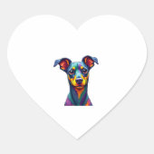 Chihuahua Abstrakte Malerfarbe Niedlicher Hund (1) Herz-Aufkleber (Vorderseite)