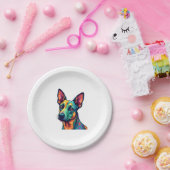 Chihuahua Abstrakte Malerfarbe Niedlicher Hund (3) Pappteller (Party)