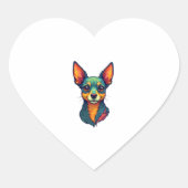 Chihuahua Abstrakte Malerfarbe Niedlicher Hund (4) Herz-Aufkleber (Vorderseite)