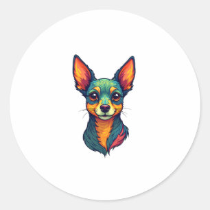 Chihuahua Abstrakte Malerfarbe Niedlicher Hund (4) Runder Aufkleber