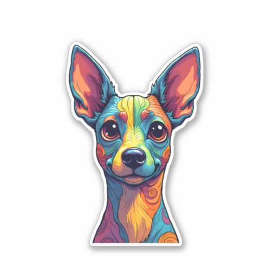 Chihuahua Abstrakte Malerfarbe Niedlicher Hund (5) Aufkleber (Vorderseite)