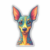 Chihuahua Abstrakte Malerfarbe Niedlicher Hund (6) Aufkleber (Vorderseite)