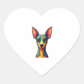 Chihuahua Abstrakte Malerfarbe Niedlicher Hund (6) Herz-Aufkleber (Vorderseite)