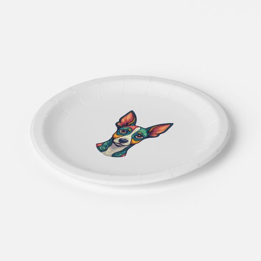 Chihuahua Abstrakte Malerfarbe Niedlicher Hund (7) Pappteller (Schrägansicht)