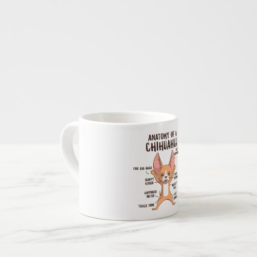 Chihuahua Anatomie-Tasse spendet Chihuahua-Kaffee- Espressotasse (Vorderseite Links)