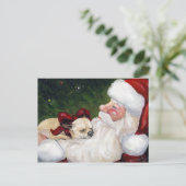 "Chihuahua and Santa" Hund Art Weihnachten Postkar (Stehend Vorderseite)