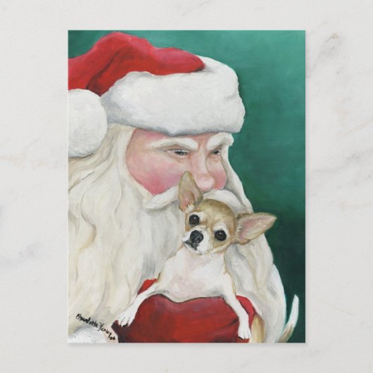 "Chihuahua and Santa" Hundescharte Postkarte (Vorderseite)