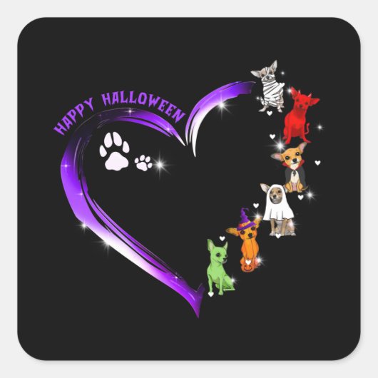 Chihuahua Anzug Happy Halloween Shirt Funny Dog Quadratischer Aufkleber (Vorderseite)