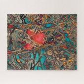 Chihuahua Art Aquamarin Brown Dog Portrait Puzzle (Horizontal)