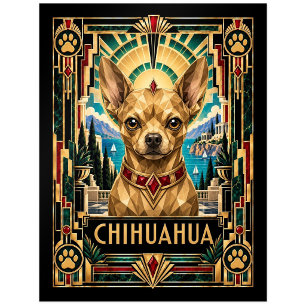 Chihuahua, Art Deco Hund Postkarte
