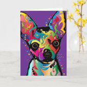 Chihuahua Art Karte (Gelbe Blume)