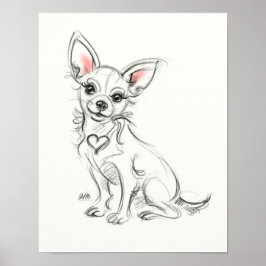 Chihuahua Art Print | Schnellskizze Poster